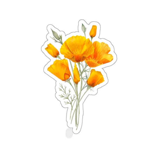 California Poppy Flower Bundle Sticker