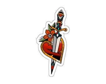 Sword Heart Traditional Tattoo Sticker