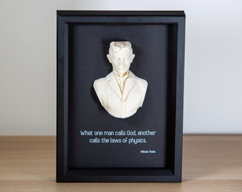 Nikola Tesla - 3D-Printed Picture Frame with Bust and Customizable Quote