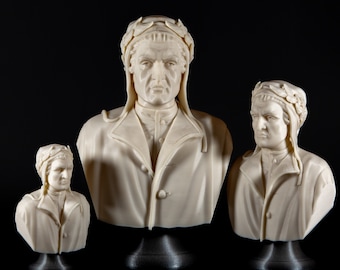 Dante Alighieri 3D-printed Bust, Exquisite Sculpture; Artistic Bookshelf Accent Statue