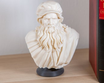 Leonardo da Vinci - the iconic Italian polymath of the Renaissance era; 3D Printed Bust, Statue Sculpture