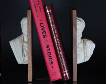 Stoic Bookend Set - Marcus Aurelius & Seneca, 3dPrint on walnut wood