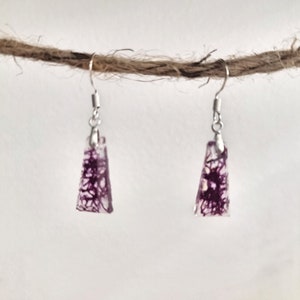 Beautiful Preserved Moss/lichen Earrings Purple