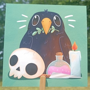 Art print I Witches Apprentice I Cute Raven Illustration I wall art magic I Present magic I Present witch