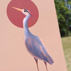Art print I Grey Heron I Bird Illustration I wallart heron I present bird lover