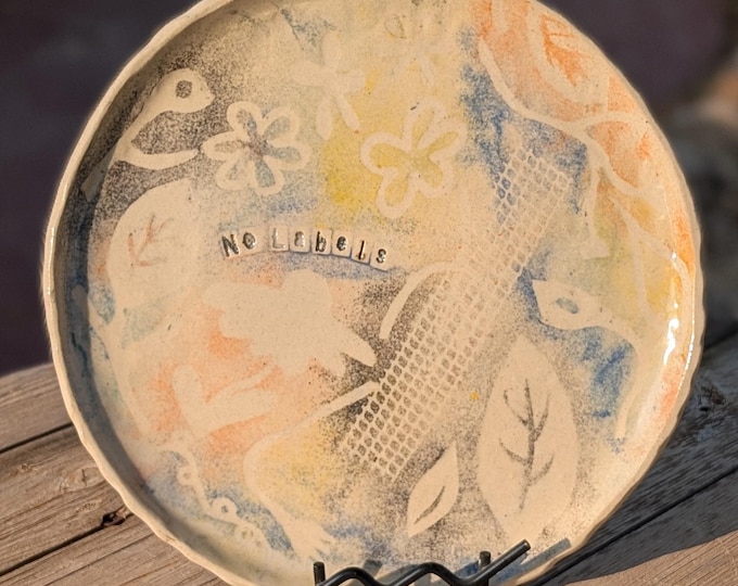 Handmade Stoneware Serving Platter Abstract Ceramic Wall Art made in Spain