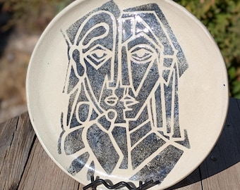 Handmade Platter/Wall Decor - Abstract Ceramic Wall Art Made in Spain