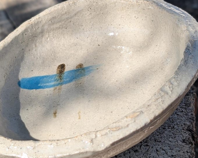 Handmade Rustic Stoneware Bowl: Wabi-Sabi Ceramic Centerpiece