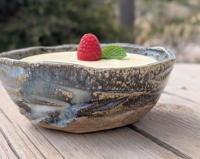 Handmade Wabi Sabi Stoneware Bowl: Rustic Earthy Ceramic Dish