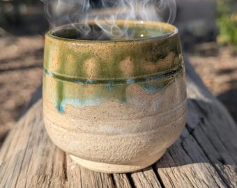 Handmade Stoneware Cup – Rustic Ceramic Glass —  Handleless