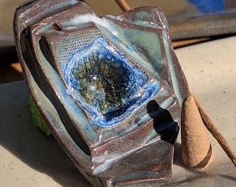 Molten Glass Coastal Altar Decor Incense Burner for Sticks and Cones