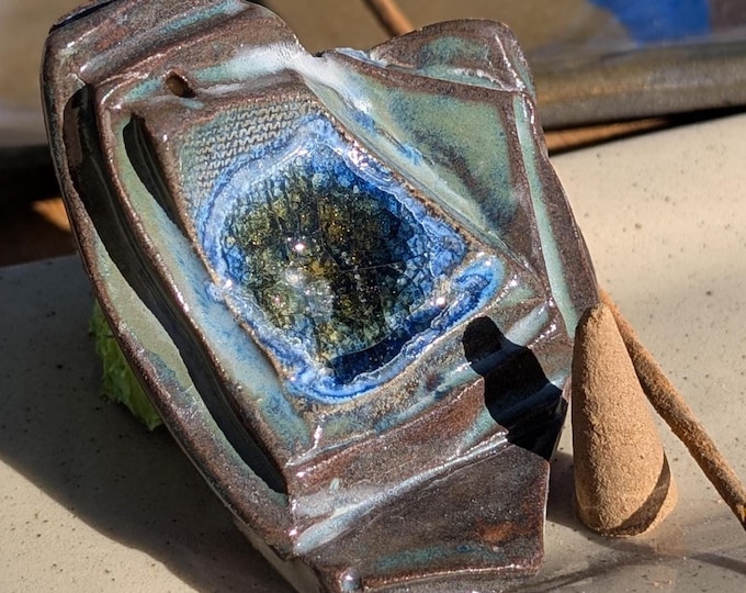 Molten Glass Coastal Altar Decor Incense Burner for Sticks and Cones