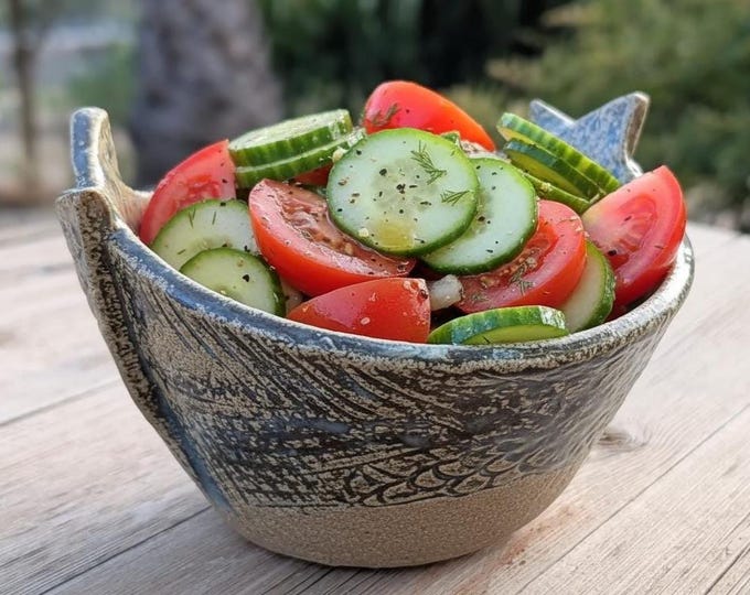Handmade Folded Stoneware Bowl – Rustic Texture - Unique Glaze