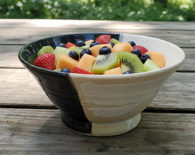 Minimalist Black and White Duality Stoneware Bowl