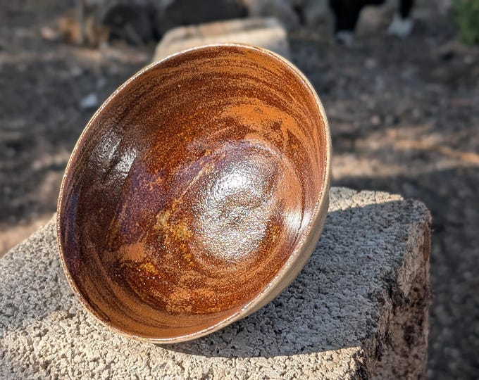 Handmade Stoneware Bowl | Textured with Clay Slip Decoration | Rustic Wabi-Sabi Style for an Earthy Interior Decor