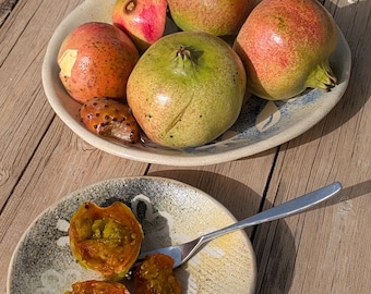 Handmade Ceramic Plate Set, 1 Serving 2  Dessert, Abstract and Colorful, Spanish Artisan