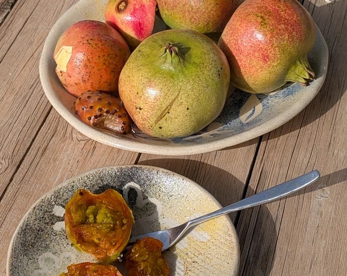 Handmade Ceramic Plate Set, 1 Serving 2  Dessert, Abstract and Colorful, Spanish Artisan