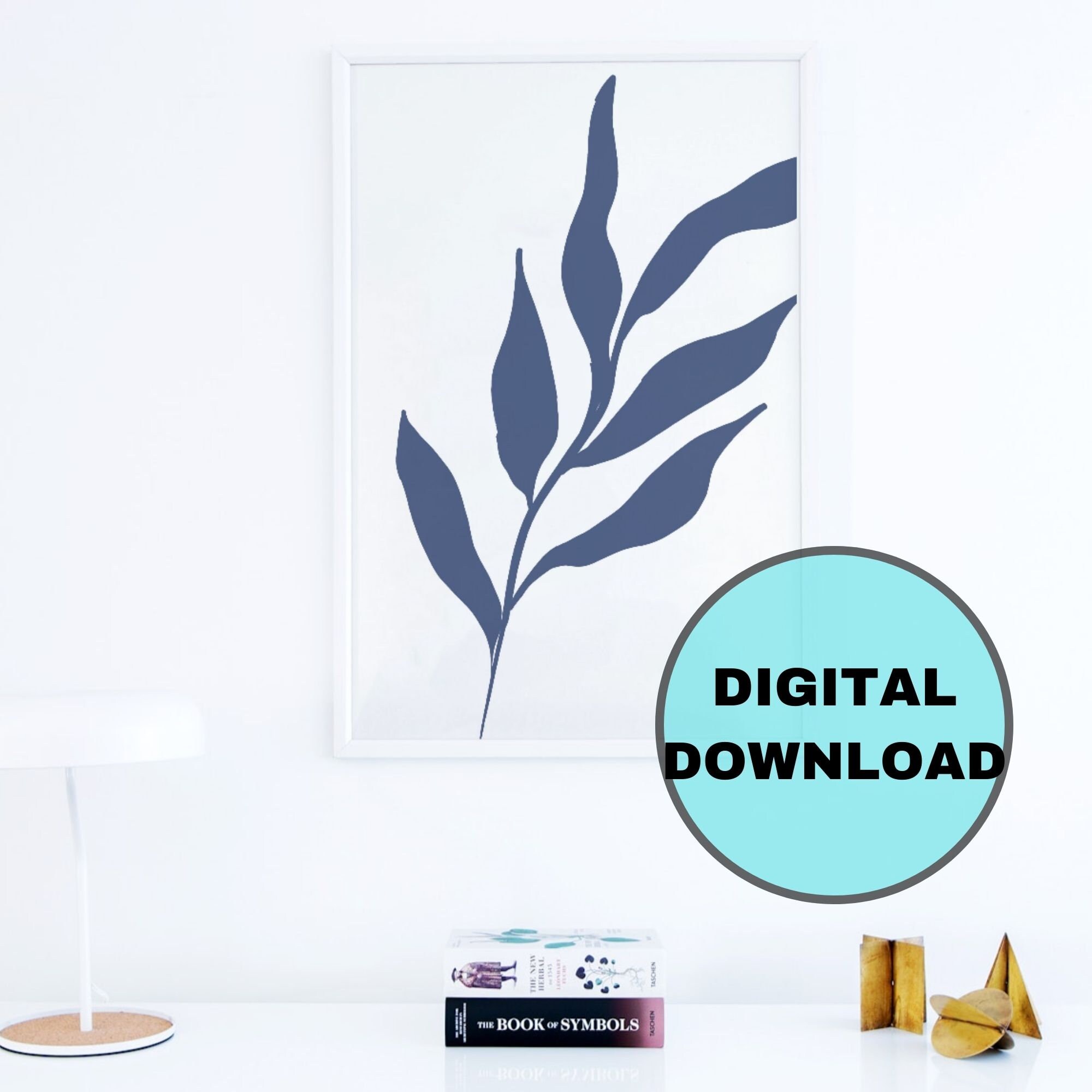 Abstract Leaves Wall Decor , Botanical Leaf Print , Dark Botanical