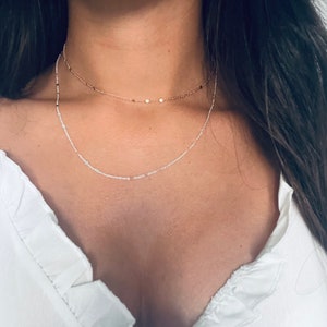 Gold and Silver dainty layered necklace, layered necklace combo, 2 layer necklace, multi layer necklace, minimalist layered necklace