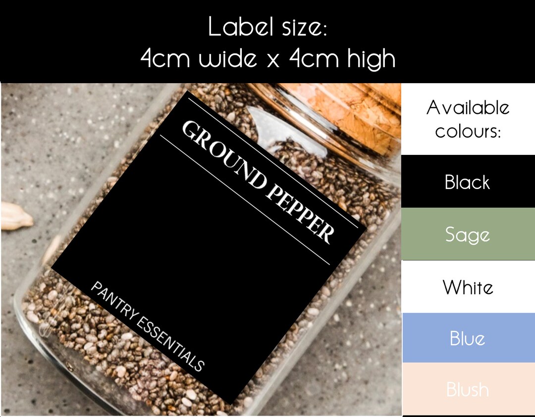 Custom Spice Jar Labels / 4cm X 4cm / Waterproof / Hamptons Etsy