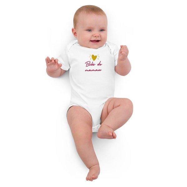 Organic Cotton 'Bébé de Maman' Bodysuit | Available in 2 Colors and 3 Sizes | Sweet Gift for All Occasions