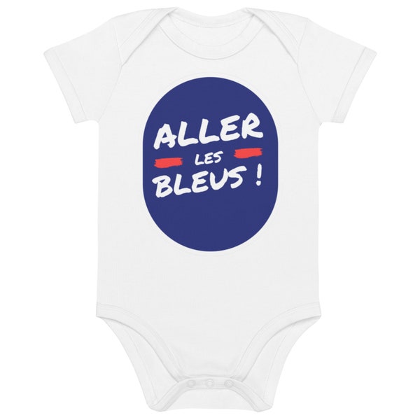 Bodie Bébé en Coton Bio "Aller les Bleus" - Tailles 3 à 18 Mois - Unisexe, Blanc ou Noir