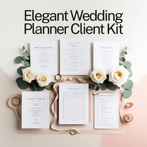 Wedding Planner Client Kit Canva Templates | Welcome Guide Contract Budget Tracker Questionnaire Timeline | Wedding Business Bundle