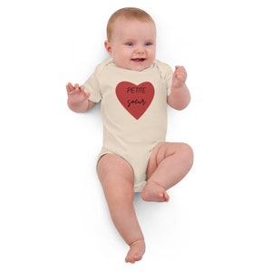 Baby Bodysuit 'Little Sister' in a Red Heart | In Organic Cotton | Available in White, Black and Organic Natural | 3 Sizes