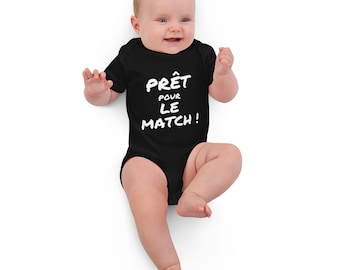 Baby Bodysuit “Ready for the Match!” in Black Organic Cotton | 3 Sizes Available