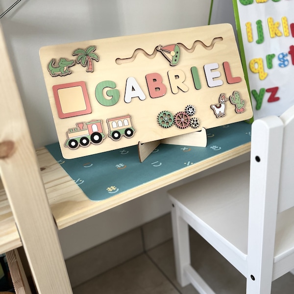 Puzzle prénom personnalisé Montessori / Cadeau de naissance / Cadeau d'anniversaire personnalisé pour bébé fille et garçon / Cadeau unique