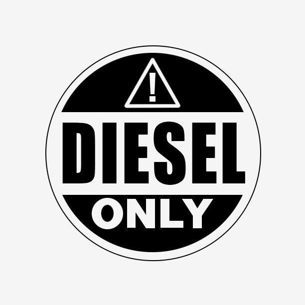 2 x 55 x 25 mm „Diesel Only“ Aufkleber, Schwarz