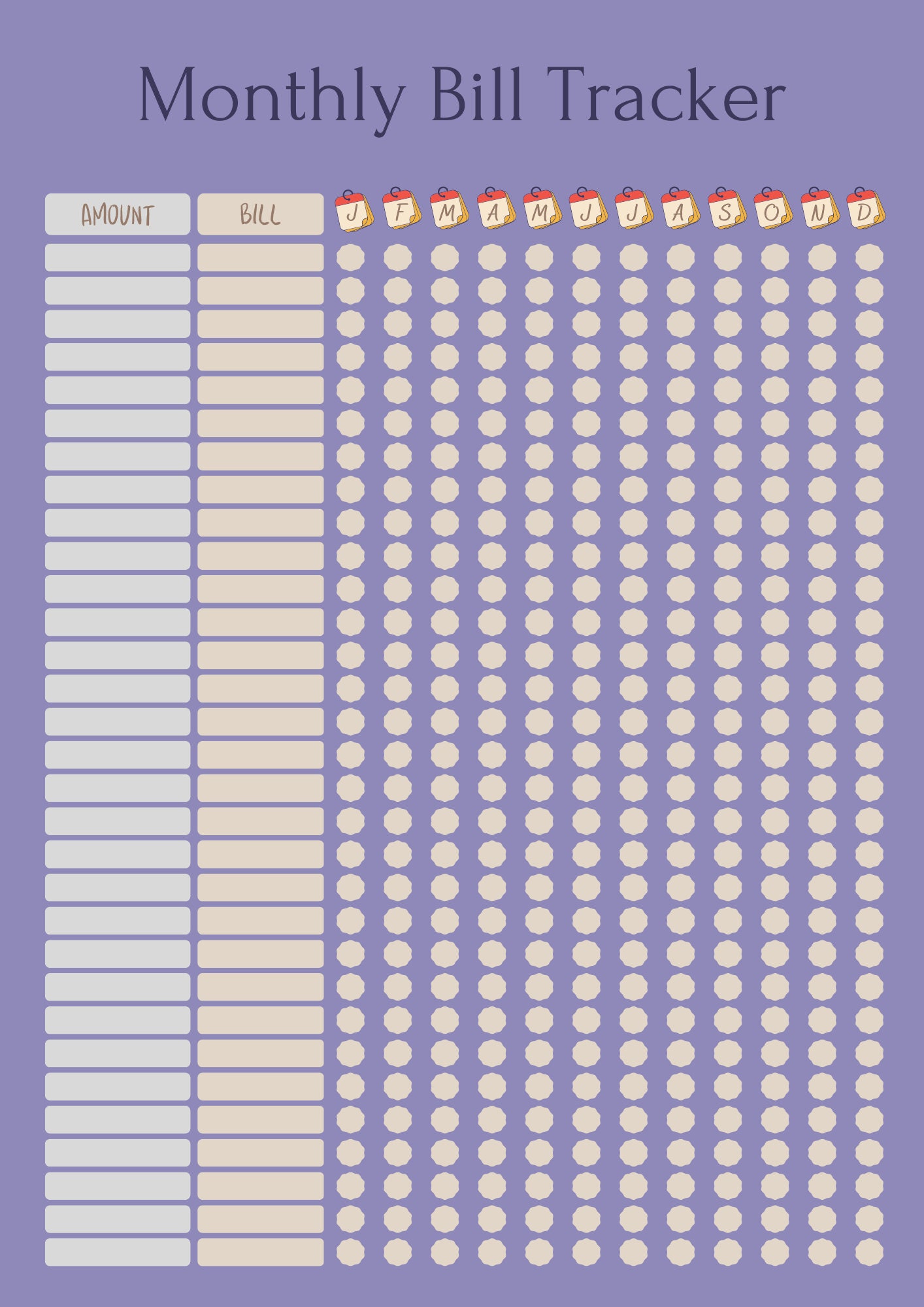 Monthly Bill Tracker Printable Digital Download Minimal - Etsy Israel