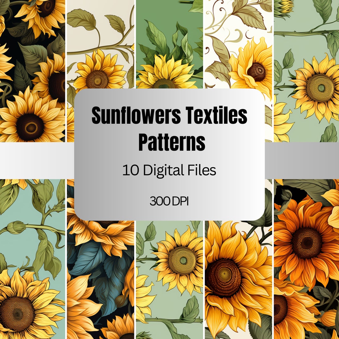Sunflower Textiles Sunflower Digital Textile Pattern, Flowers Seamless Pattern, Floral ...