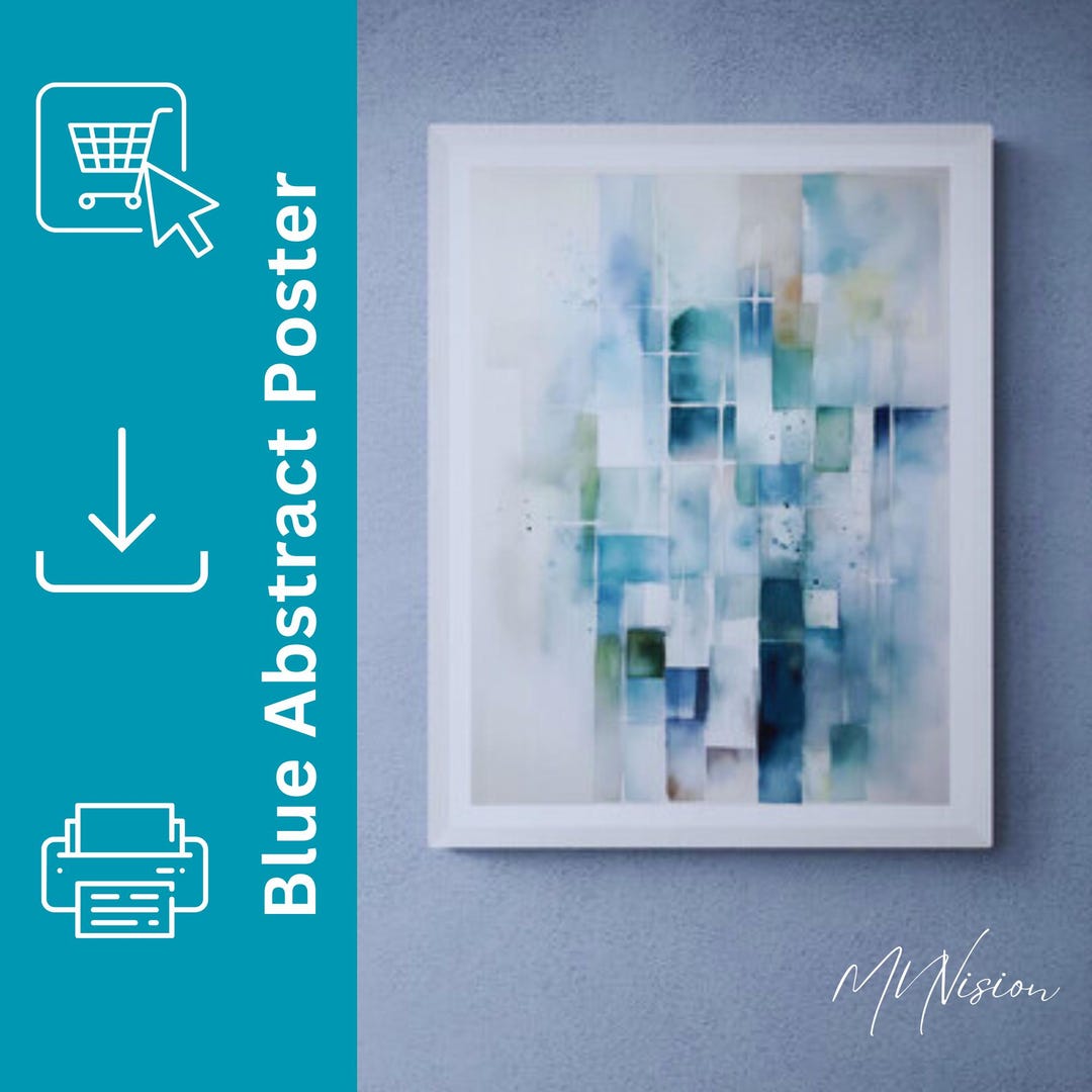 Blue Abstract Wall Art Print Set, Modern Home Decor (digital Download ...