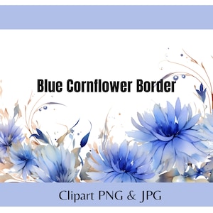 Blue Cornflower border clipart, Frame PNG, Blue Cornflower background, Floral wedding invitation, Digital download, Wedding Invitation
