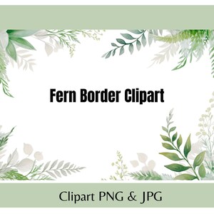 Fern border clipart, Frame PNG, Floral Frame, Floral wedding invitation, Digital download, Wedding Invitation, Greeting Fern Frame