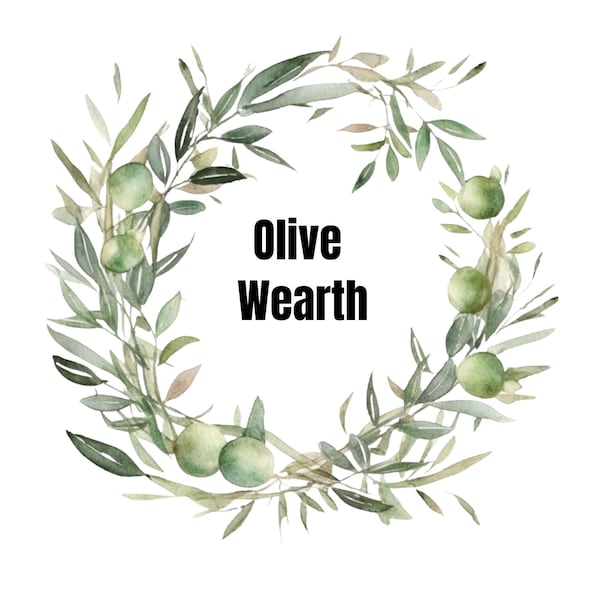 Olive Wreath Watercolor, Olive frame, Delicate soft frame for Wedding invite Logo, Digital clipart PNG