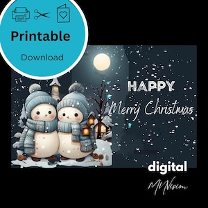 Cartolina di pupazzi di neve invernali carini, cartolina di Natale, cartoline di buon Natale, cartoline stampabili di Natale, cartolina postale di Natale, cartolina PNG