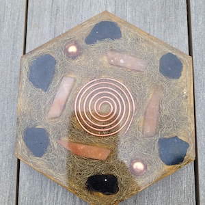CRYSTAL FLOW Orgonite Plate - Energy Harmonizer and Charging Plate for Water and Food