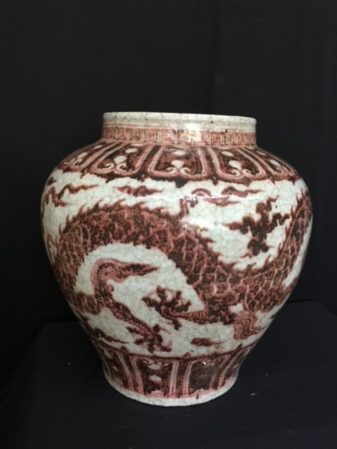Chinese Copper Red Dragon Vase Etsy