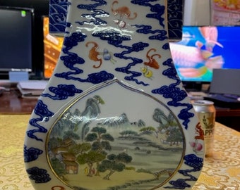 Chinese Antique Blue & White Famille Rose Porcelain Vase