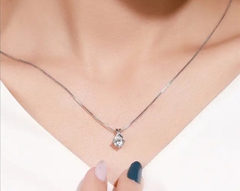 Silver Necklace 925 with Moissanite Solitaire