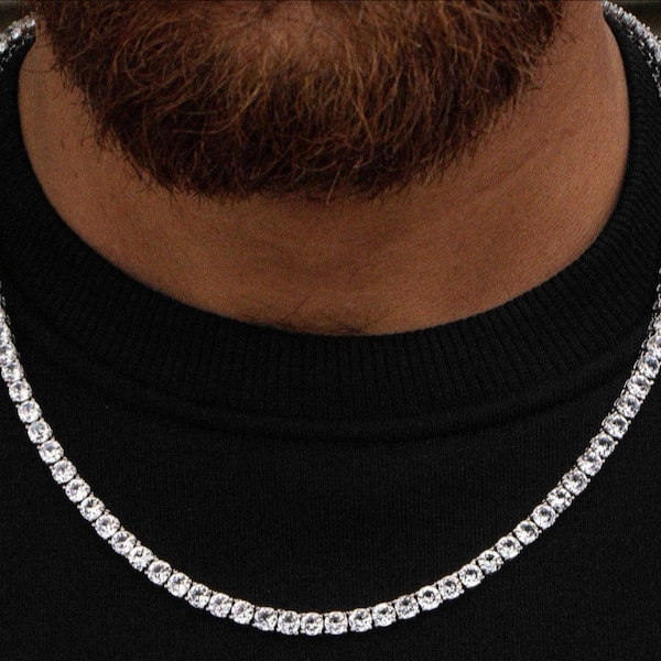 Tennis Chain Iced Out Silver 5 mm Hip Hop Jewelry