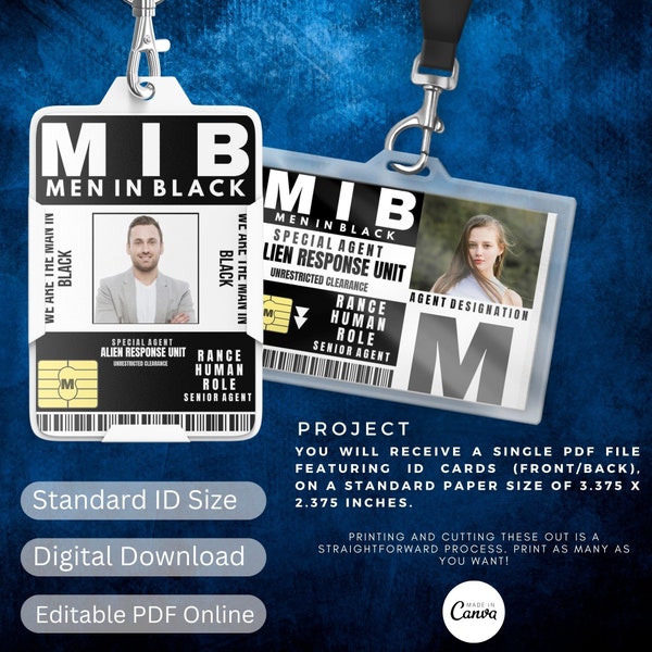 Personalisierbar MIB Men In Black ID Card, personalisierter Mitarbeiter