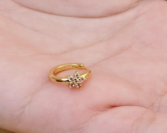 Dainty CZ Huggie Hoop Earrings| Gold Plated Solitaire & Pave Huggies | Minimalist Everyday Hoops | Hypoallergenic Sparkle Earrings for Women