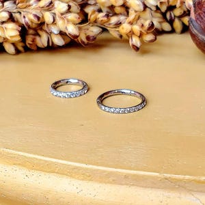 16G Cz Titanium Hinge Hoop | Hinged Segment Nose Ring | Septum Clicker Ring | Cartilage Hoop | Nose Ring | Helix Earring Hoop| Nose Septum