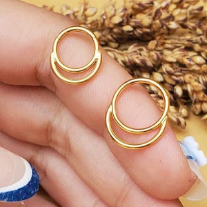 16G Implanted F136 Titanium Double Hoop Septum Ring/Silver Gold/Cartilage hoops Layered Septum Clicker/ Stacked Daith Earring/ Septum Hoop