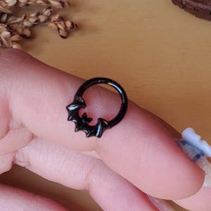 16G Bat Septum Ring/Septum Jewelry/Septum Piercing//Conch Hoop/Danity Earrings/Halloween Jewelry/Silver Daith Earrings/Cartilage/Helix Hoop