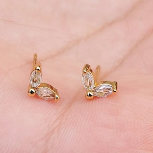 Cz Leaf Studs Push Pin Labret | Earring | Tragus Stud |  Stud | Helix Stud | Cartilage| Nose Stud| Cartilage Stud