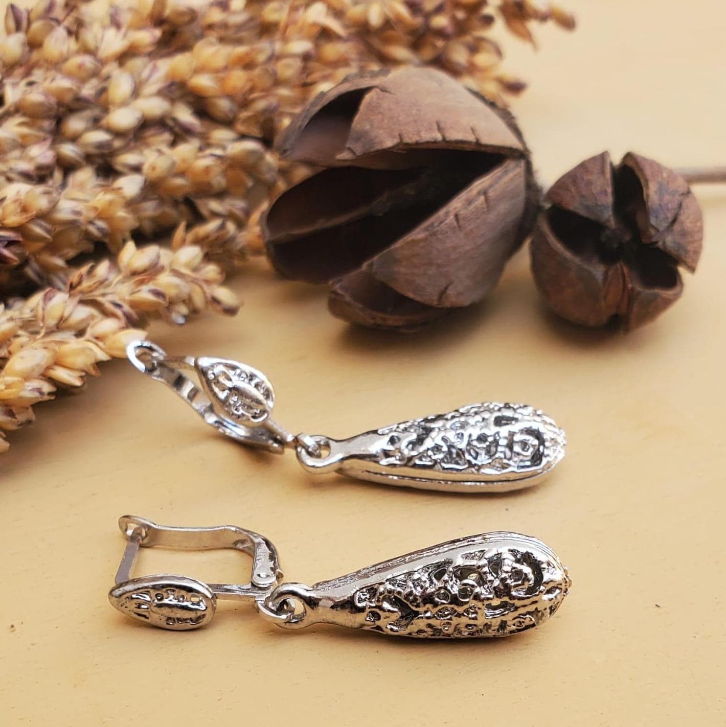 1 Paar Solide Sterling Silber Fledermaus Haken Ohrringe Mit Schlaufe / Ohrhaken Zubehör / 29 X 13 Mm
